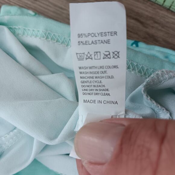 Women Shirt Plus Size 3XL Light Turquoise Floral Henley Long Sleeve Casual Top - Picture 5 of 5